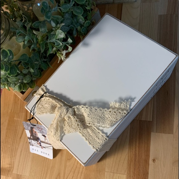 RAE DUNN “OUR LOVE STORY” WHITE WOOD BOOK STACK - Picture 3 of 8